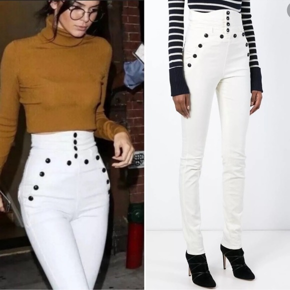 Isabel Marant Stretchy White High Waisted Napos Skinny Jeans Pants Size 38 - Picture 2 of 16